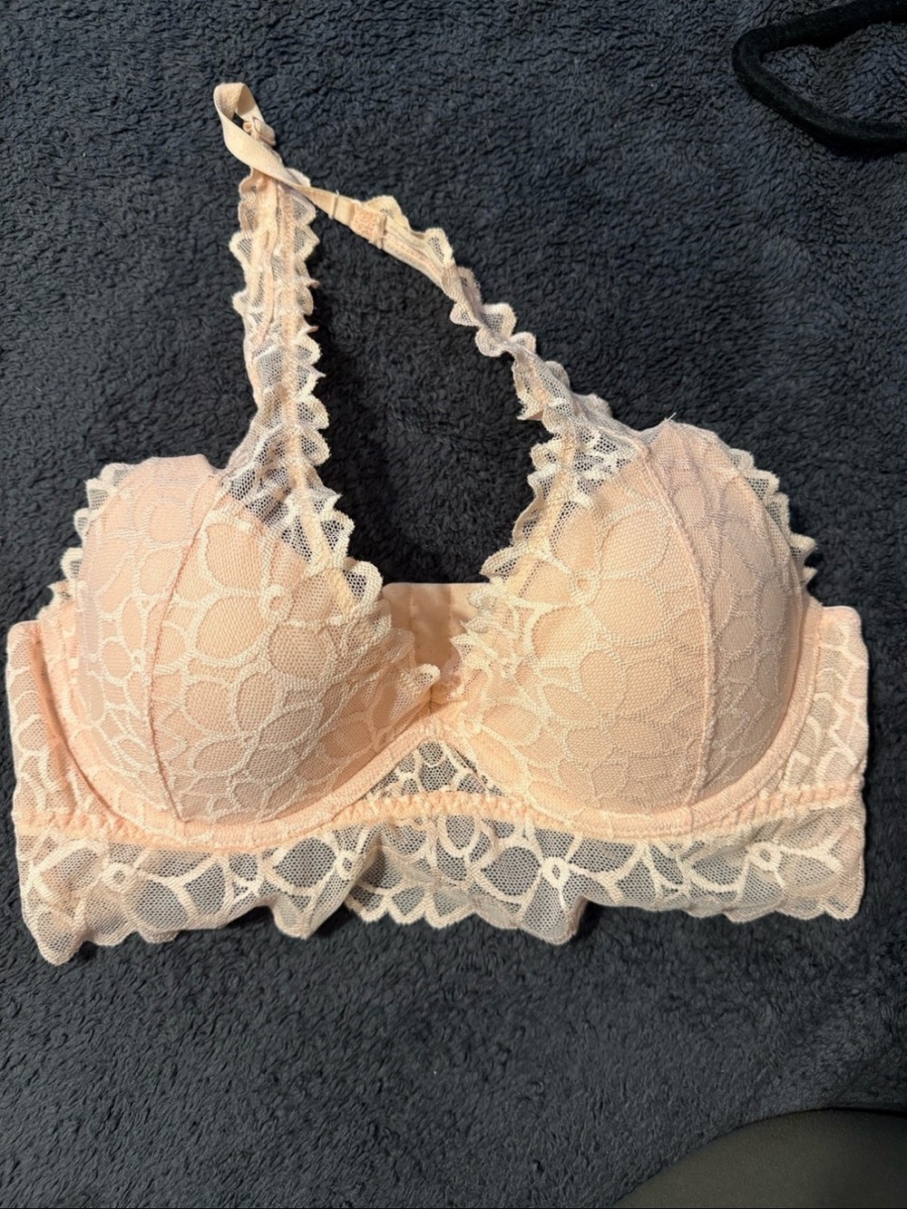 Victoria's Secret Peach Lace Longline Push-Up Bra